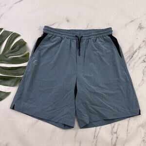 Ohmme Mens Warrior II Activewear Shorts Size M Blue Black Lined Workout